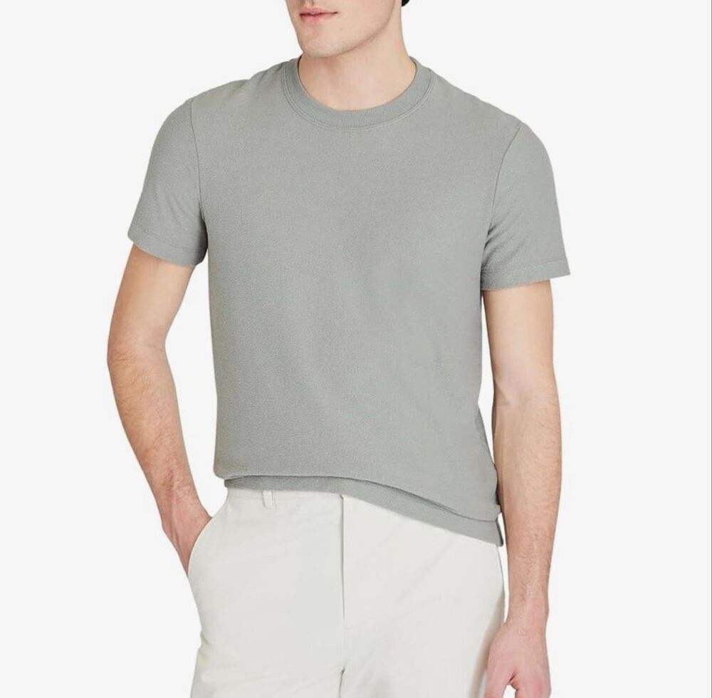 Club Monaco $78 Men's Tricot Crew Neck Loop Terry Tee Grey Melange XS NWT